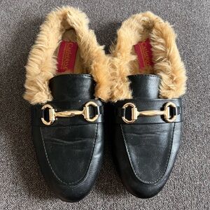 Catherine Malandrino Black and Gold Loafers